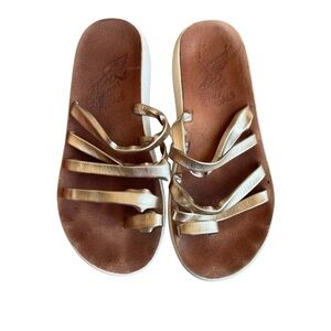 Ancient Greek Sandals - Nikki Meltalic Gold Comfort Platform Sandals Sz 37